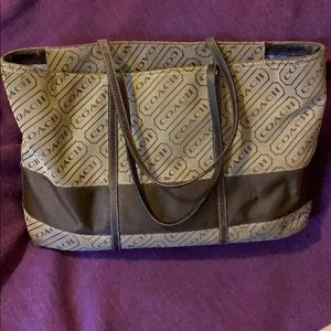 Coach Lozenge Signature Stripe Tote Bag